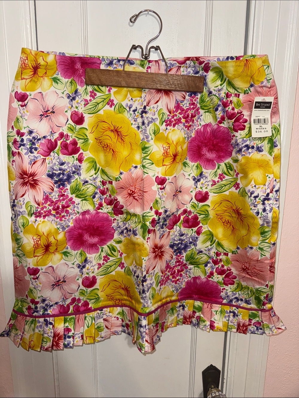 Bay Studio Floral Midi Skirt - Pink, Yellow & Green
